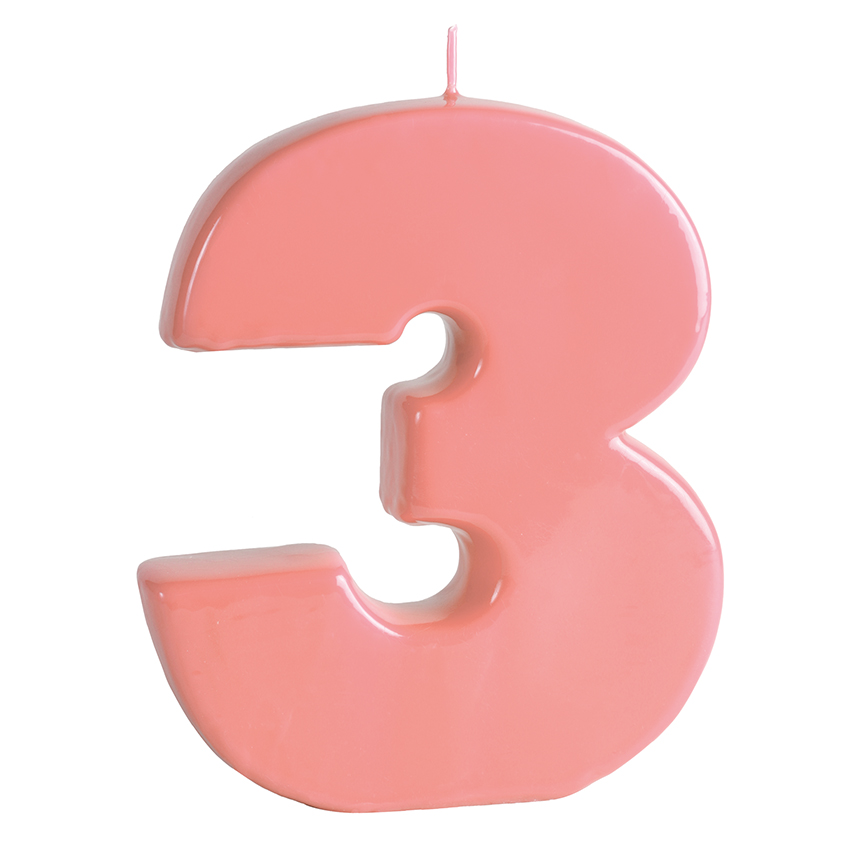 BIG NUMBER CANDLE – 3 – BLUSH