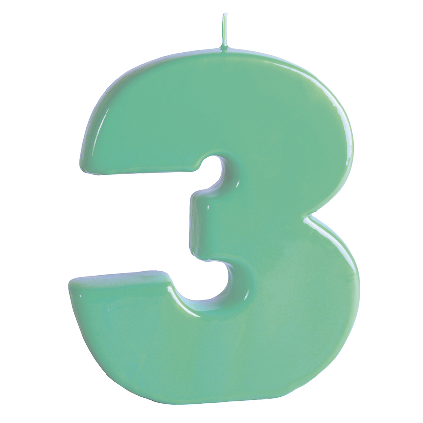 BIG NUMBER CANDLE – 3 – SAGE