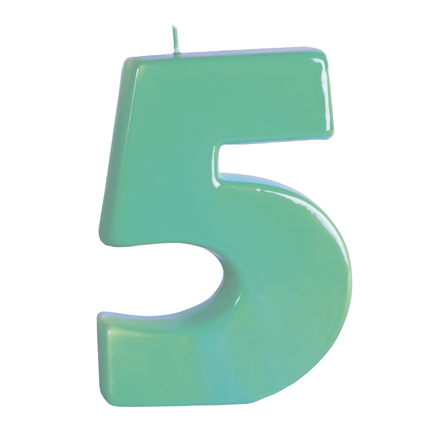 BIG NUMBER CANDLE – 5 – SAGE