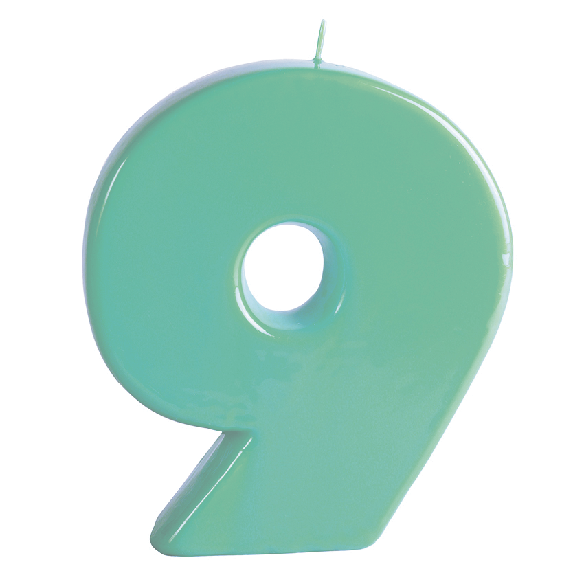 BIG NUMBER CANDLE – 9 – SAGE
